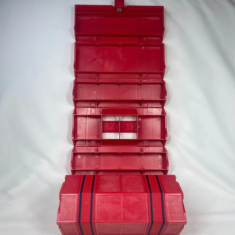 Vintage Rolykit S-11 Red Hexagonal Rolling Storage Organizer Dutch Design Box